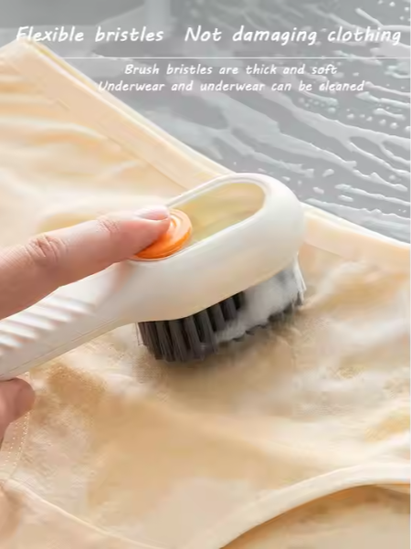 Soft Fur Shoe Brush Household Multifunctional Press Type Liquid Adding Long Handle Thickening Laundry Cleaning Brush