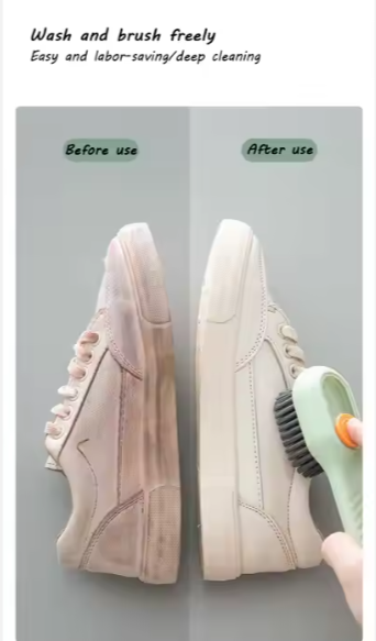 Soft Fur Shoe Brush Household Multifunctional Press Type Liquid Adding Long Handle Thickening Laundry Cleaning Brush