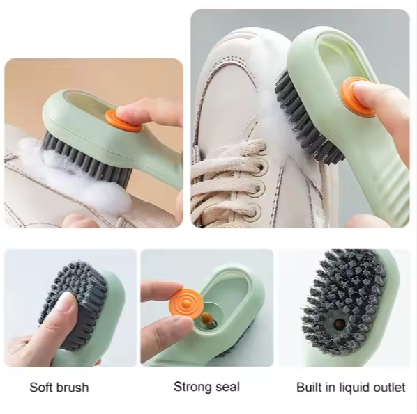 Soft Fur Shoe Brush Household Multifunctional Press Type Liquid Adding Long Handle Thickening Laundry Cleaning Brush