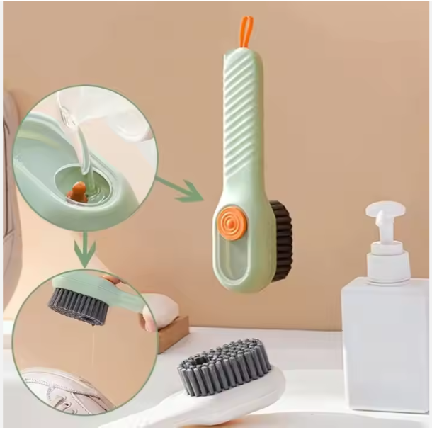 Soft Fur Shoe Brush Household Multifunctional Press Type Liquid Adding Long Handle Thickening Laundry Cleaning Brush