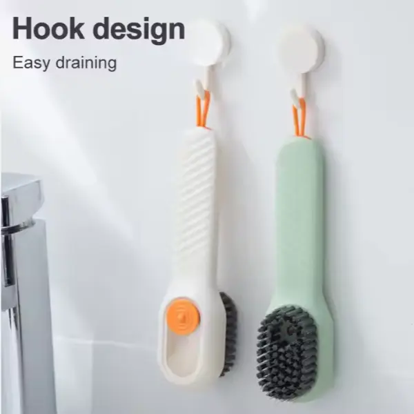 Soft Fur Shoe Brush Household Multifunctional Press Type Liquid Adding Long Handle Thickening Laundry Cleaning Brush