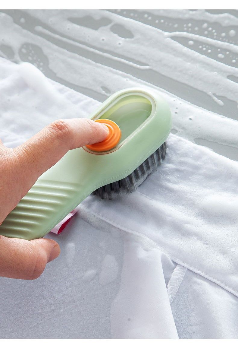 Soft Fur Shoe Brush Household Multifunctional Press Type Liquid Adding Long Handle Thickening Laundry Cleaning Brush