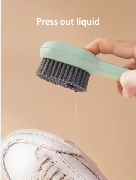 Soft Fur Shoe Brush Household Multifunctional Press Type Liquid Adding Long Handle Thickening Laundry Cleaning Brush