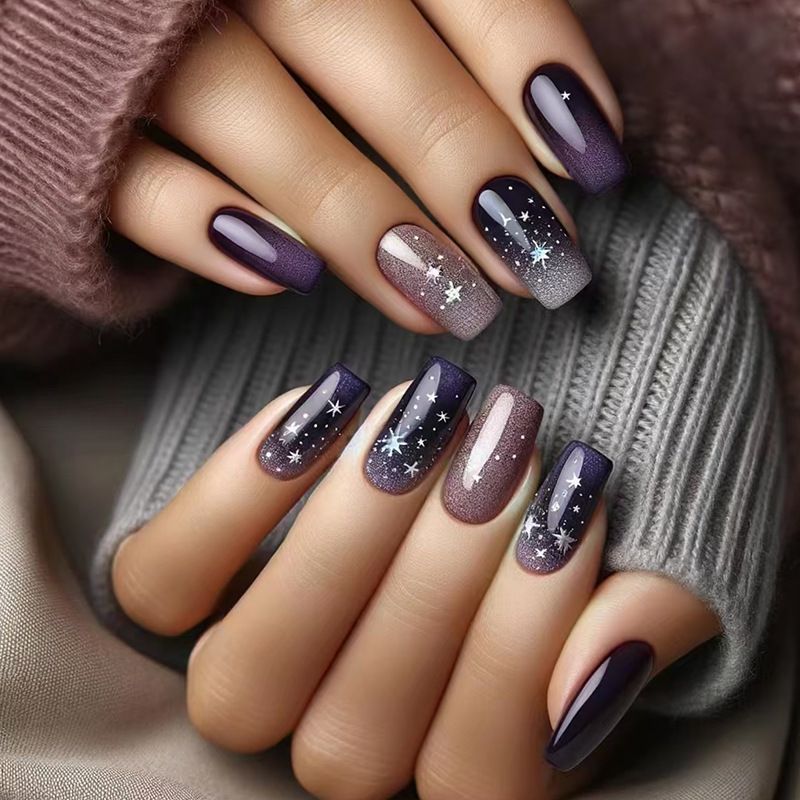 24PCS/Set Designer Artificial Nails-False Nail Tips with Glue, Press-On Nails Nail Art Tools and Accessorie