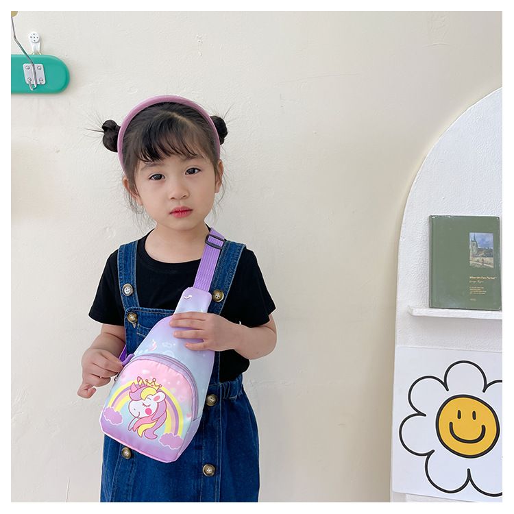 2025New Arrival Children Kids Bag Kawaii Girl Boy Crossbody Bag Cute Nylon Cartoon Dinosaur Spider Cat Unicorn Chest Pack