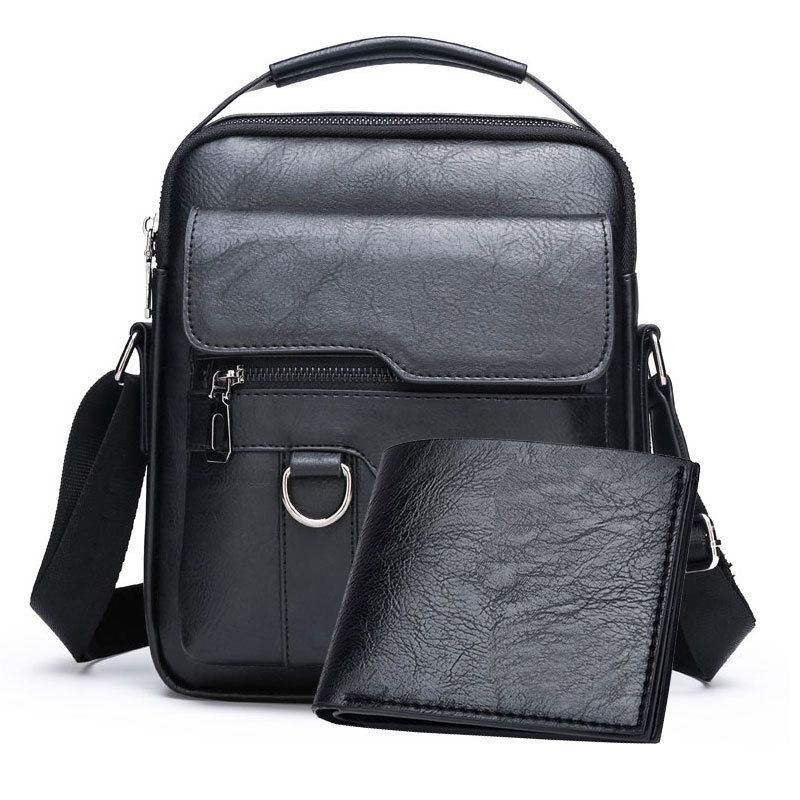 High Quality Men's Vintage PU Leather Purse Shoulder Bag Luxury Designer Crossbody Sling Bag with Purse