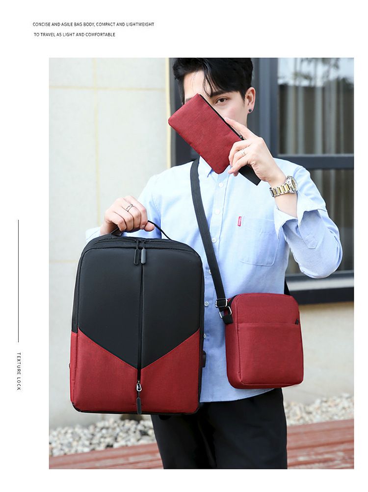 New High-capacity Laptop Fashion Backpack With Usb Charging Port 3 in 1 School Bag Set Business Laptop Bag Set