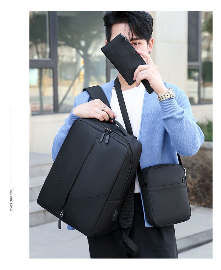 New High-capacity Laptop Fashion Backpack With Usb Charging Port 3 in 1 School Bag Set Business Laptop Bag Set