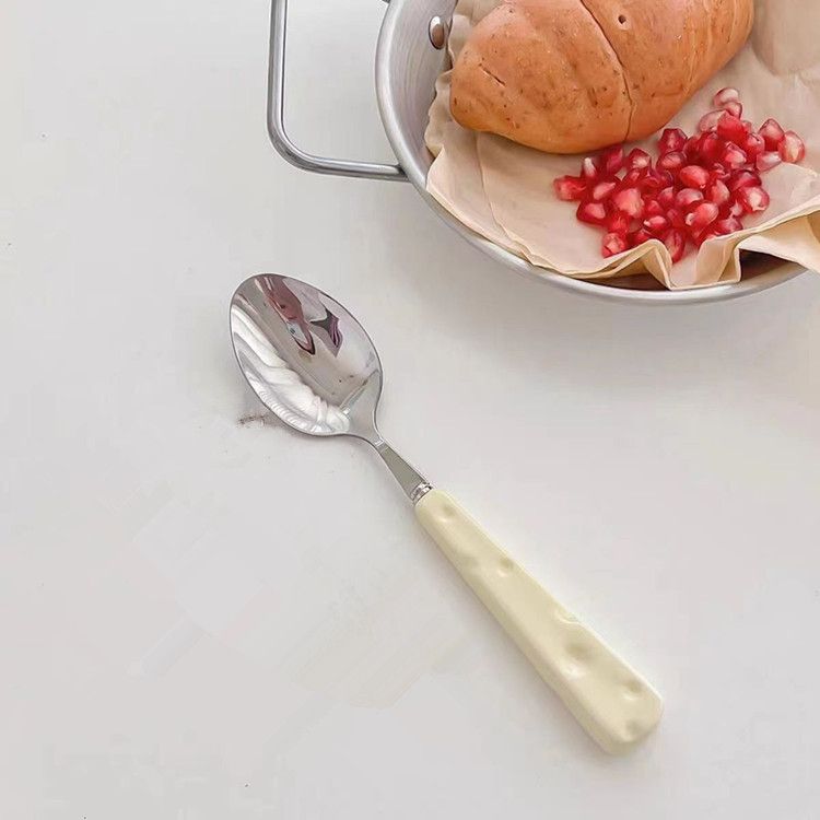 3pcs Knife Fork and Spoon Cute Cheese Home Portable Stainless Steel Knife and Fork Western Dessert Spoon Tableware Set