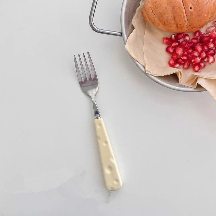 3pcs Knife Fork and Spoon Cute Cheese Home Portable Stainless Steel Knife and Fork Western Dessert Spoon Tableware Set