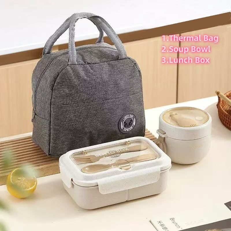 3pcs Lunch Bento Box Set Portable Leak Proof Storage Box With Lid Thermal Bag Reusable Insulated Food Containers for Office Lunch Kids Back To School