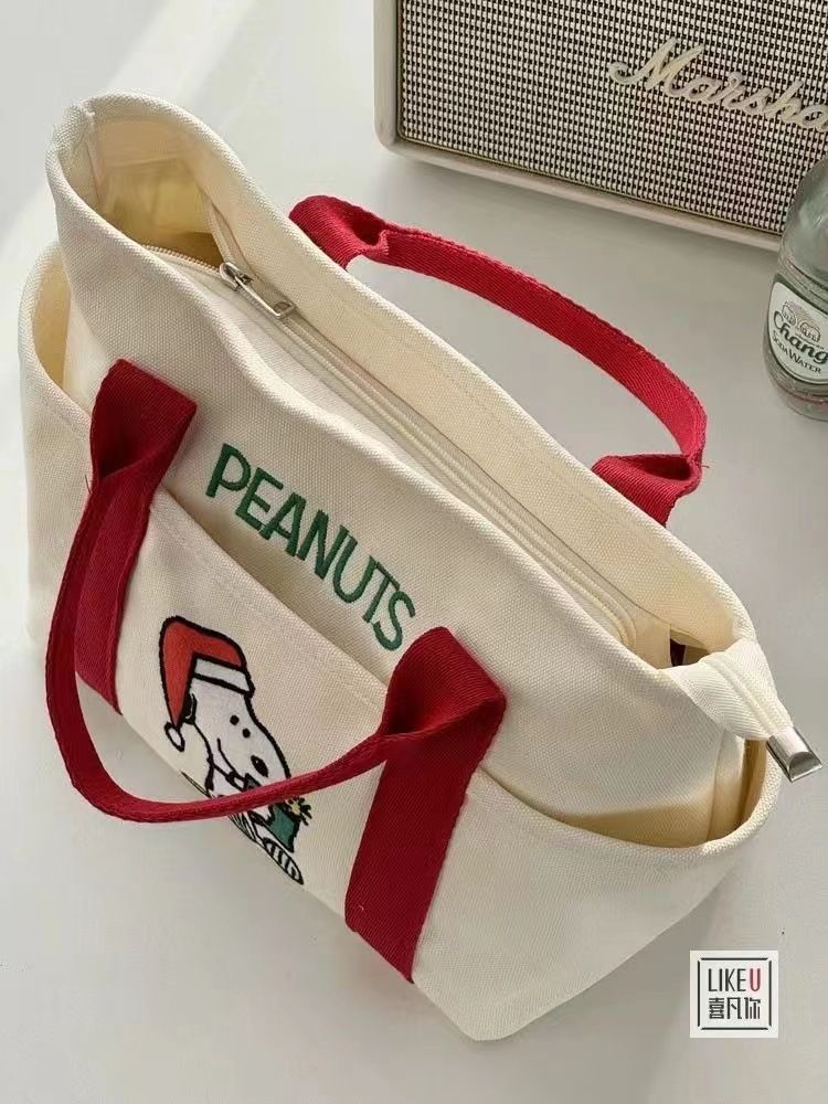 Women's Fashion Luxury High Quality Cotton Canvas  Cheap Price Stylish and Thick Canvas Tote Bags with Pocket Zipper Shopping Tote Bag with Pocket