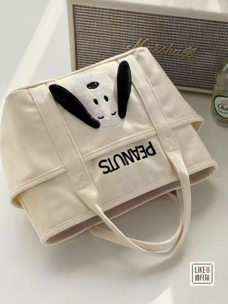 Women's Fashion Luxury High Quality Cotton Canvas  Cheap Price Stylish and Thick Canvas Tote Bags with Pocket Zipper Shopping Tote Bag with Pocket