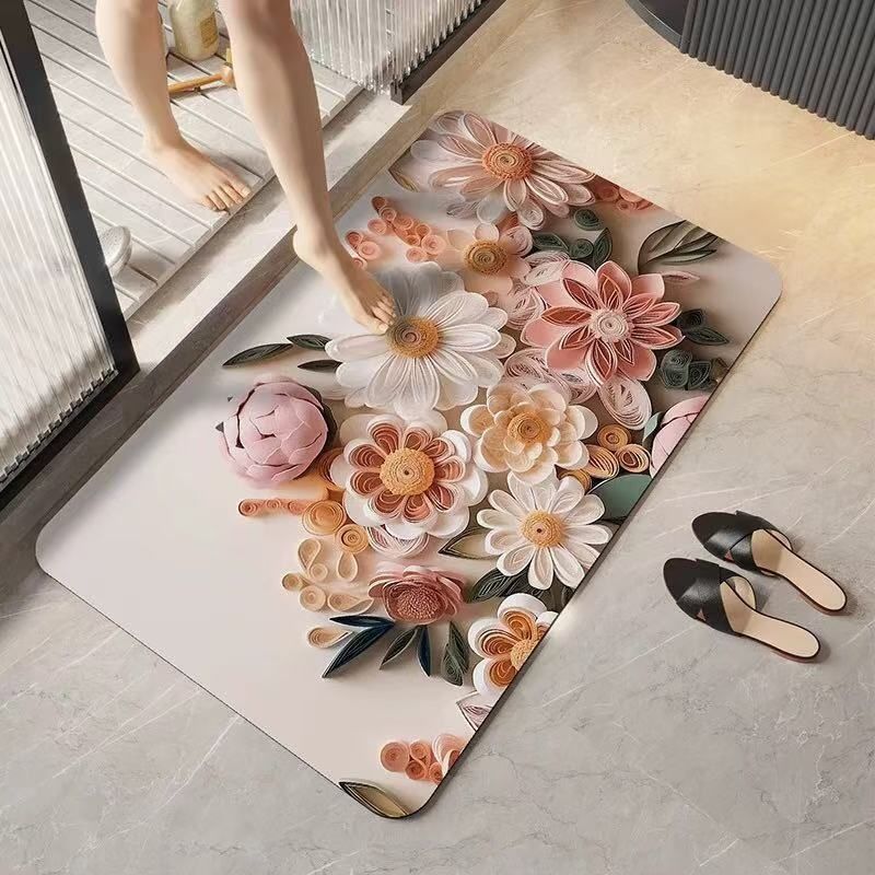 Hot-selling 3D oil painting diatom mud American pastoral absorbent mat non-slip mat Soft Comfortable Indoor Living Room bathroom door quick dry bathroom carpet toilet mat