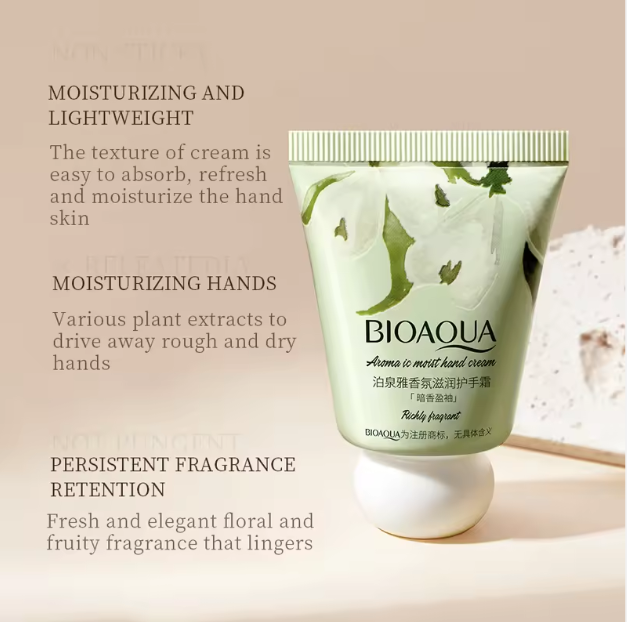 BIOAUQA Fragrant Pine and Cypress Rose Hand Cream Moisturizing Nourishing Whitening Mini Hand Cream Moisture Lotion