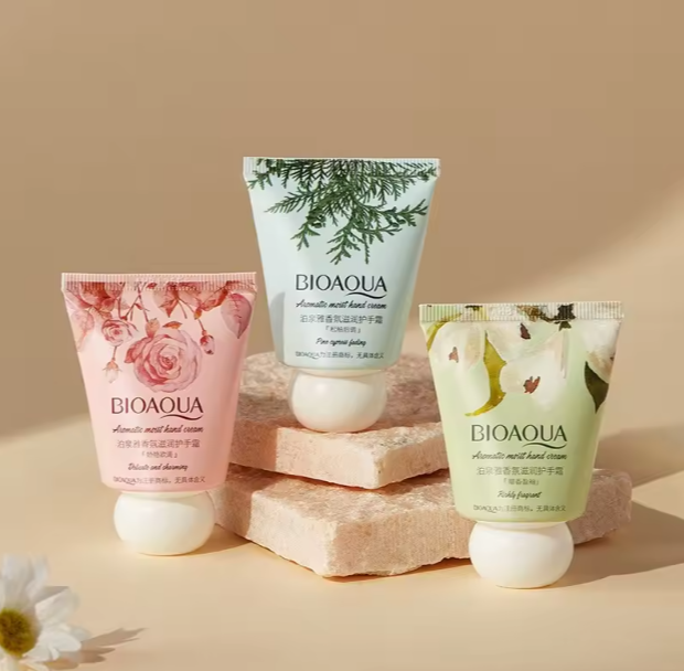 BIOAUQA Fragrant Pine and Cypress Rose Hand Cream Moisturizing Nourishing Whitening Mini Hand Cream Moisture Lotion