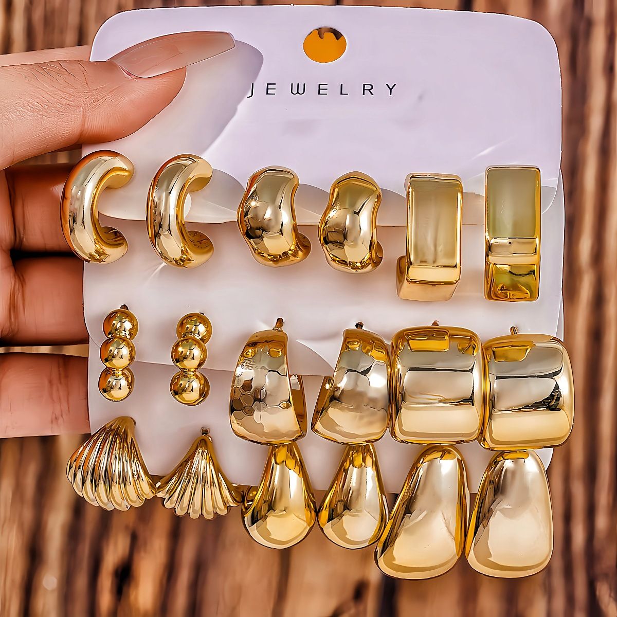New Fashion Punk  9 Pair Gold Ring Shape Big Water Drop Hoop Earrings Set for Women Jewelry Party Gift Fashion Stud Earrings