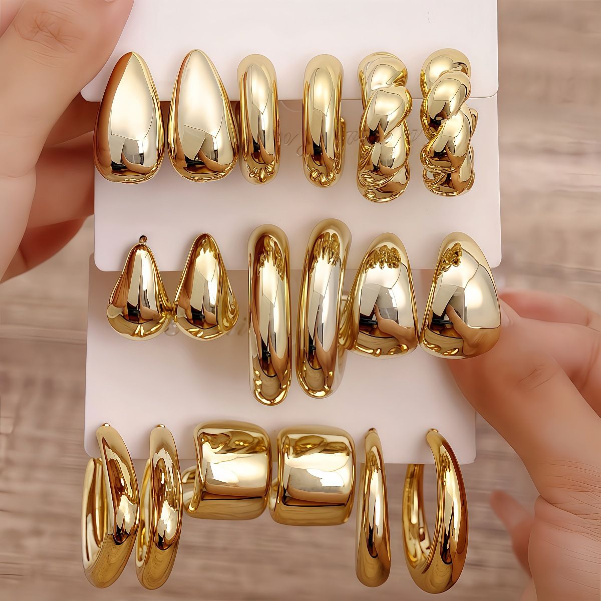 New Fashion Punk  9 Pair Gold Ring Shape Big Water Drop Hoop Earrings Set for Women Jewelry Party Gift Fashion Stud Earrings