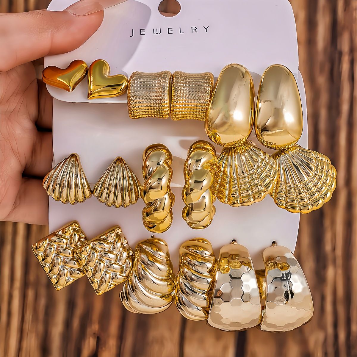 New Fashion Punk  9 Pair Gold Ring Shape Big Water Drop Hoop Earrings Set for Women Jewelry Party Gift Fashion Stud Earrings