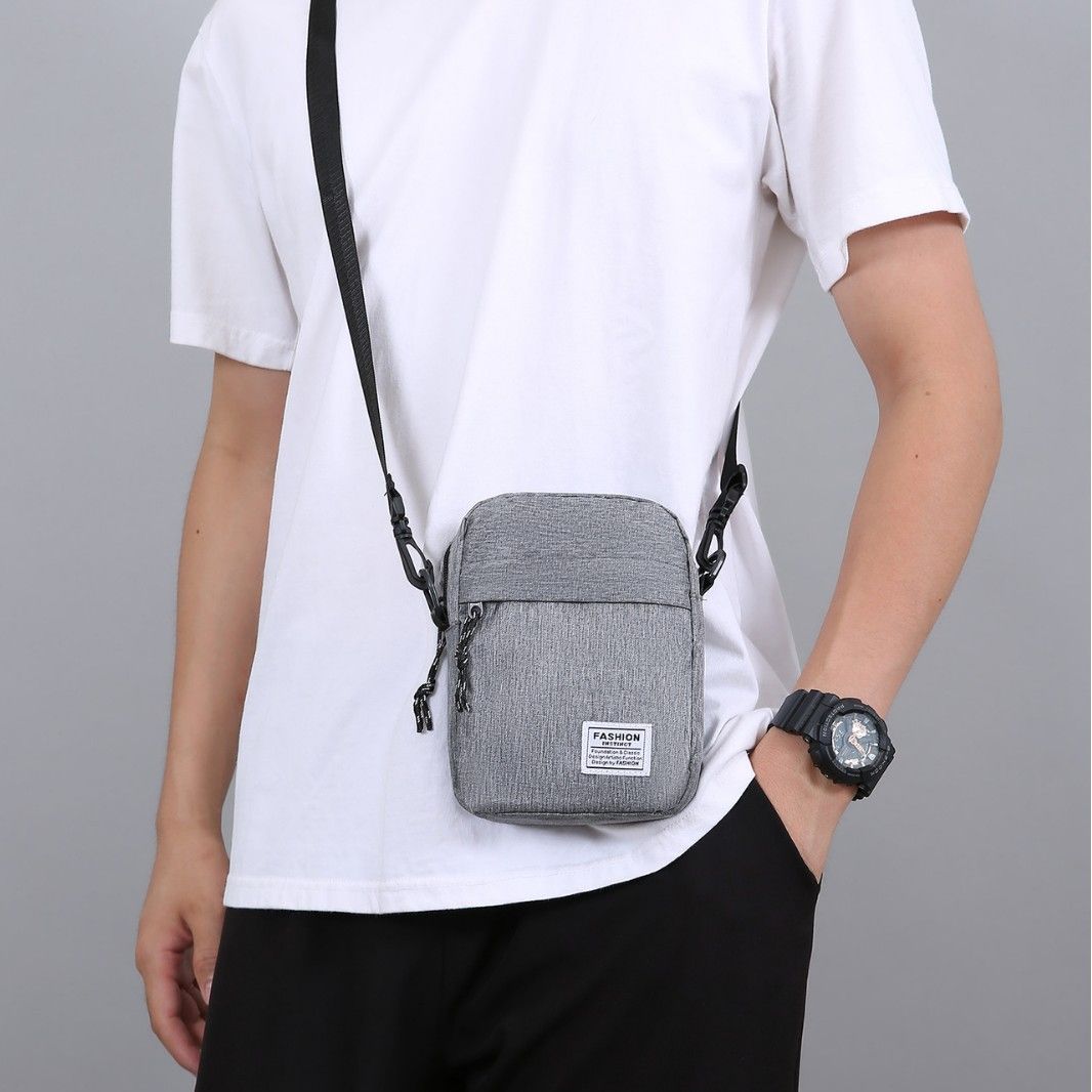 Fashion Men's Crossbody Bag Anti-Theft Lightweight Durable Nylon Small Zipper Shoulder Bag