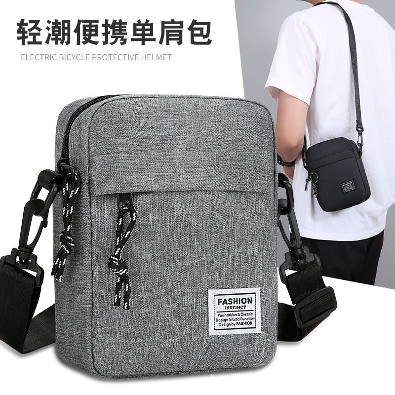 Fashion Men's Crossbody Bag Anti-Theft Lightweight Durable Nylon Small Zipper Shoulder Bag