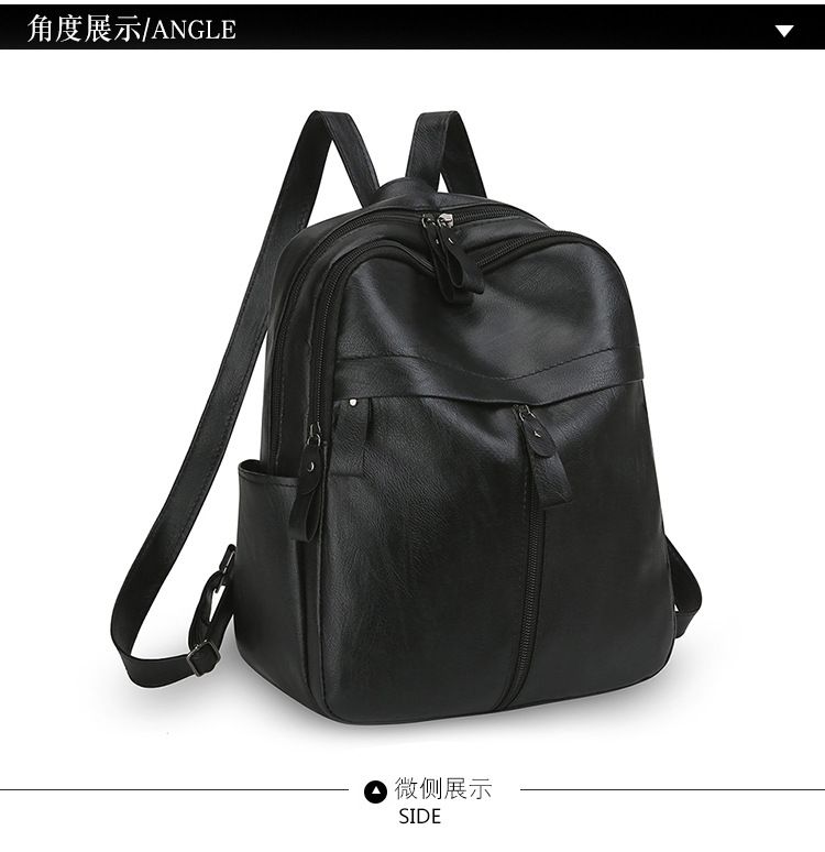 Women's Trendy Solid Color PU Soft Leather Backpack Fashion Design Outdoor Casual Daily Commute Travel Bag  Waterproof Backpack