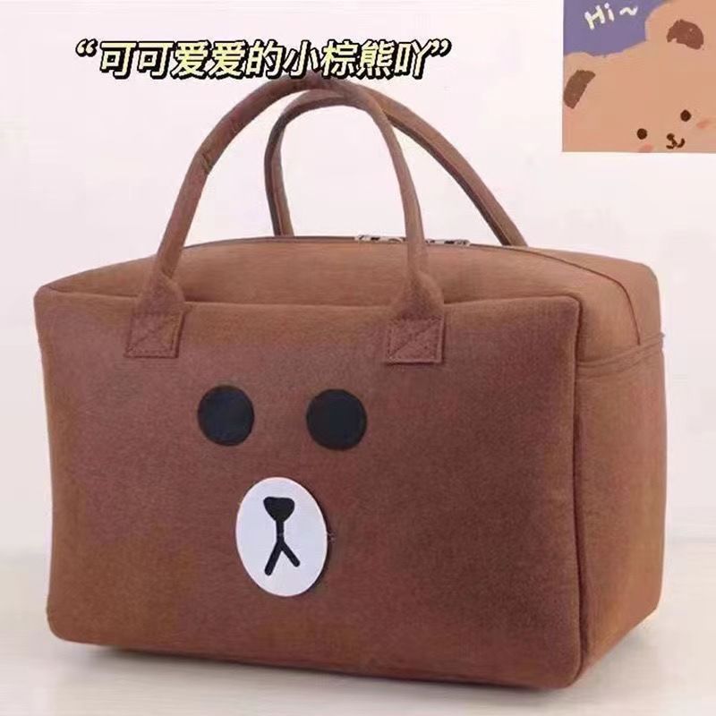 Felt String Closure Cartoon Travel Bag Portable Luggage Storage Multi-Purpose Business Trip Clothing Organizer