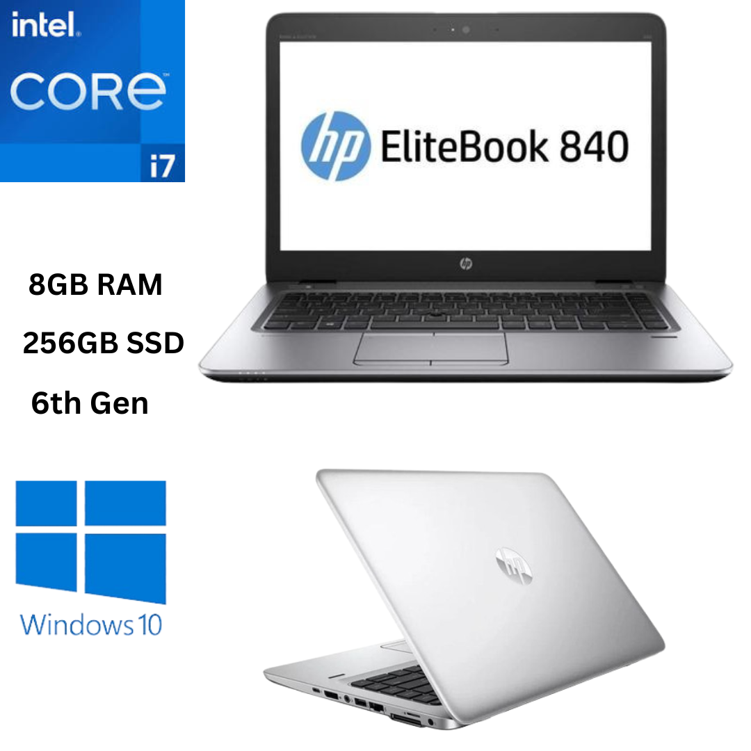 HP EliteBook 840 G3 Core i7 8GB RAM 256GB SSD 6th Generation 2.6GHz Dual Core Processor 14 Inches Full HD Windows 10 Professional Ultra Slim Refurbished  Laptop