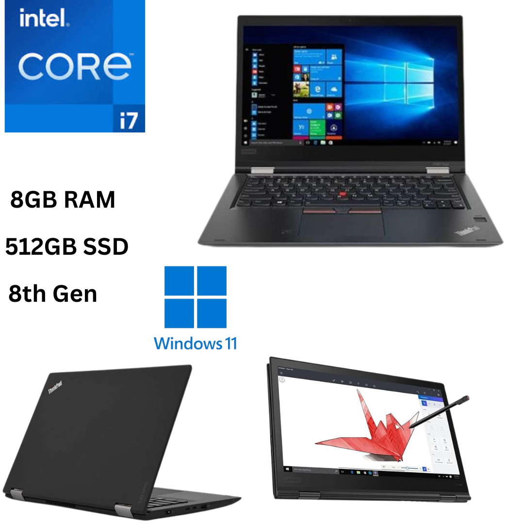 Lenovo ThinkPad X1 Yoga X360 Intel Core i7 8th Gen 8GB RAM 512GB SSD 14 Inch Full HD Touchscreen 1.8GHz up to 4.2GHz Quad Core Processor  2 in 1 Convertible Refurbished Laptop + Stylus Pen