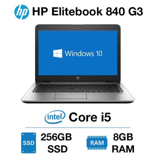 HP EliteBook 840 G3 Core i5 6th Gen 8GB RAM 256GB SSD 14 Inches 2.4GHz up to 3.0GHz Dual Core Processor Windows 10 Pro Ultra Slim Refurbished Laptop