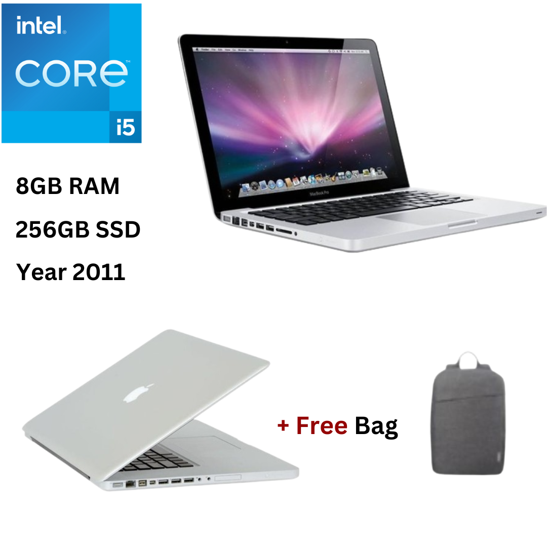 Apple MacBook Pro 2011 Core I5 8GB RAM 256GB SSD 13 Inch 2.4GHz Dual Core Processor  Slim Refurbished Laptop + Bag