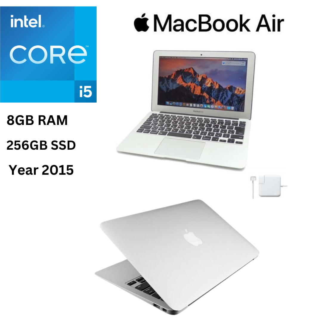 Apple MacBook Air Core I5 2015 8GB RAM 256GB SSD 13.3 Inches A1466  MacOS 1.6GHz up to 2.7GHz Dual Core Processor Ultra Slim Refurbished Laptop - 6 MONTHS WARRANTY