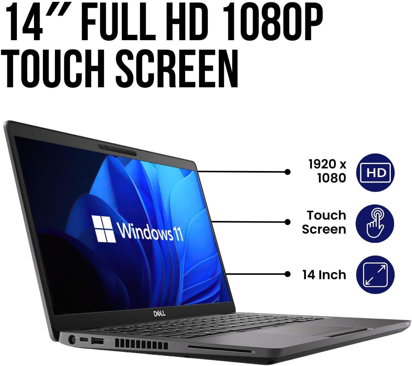 DELL Latitude 5400 Core i5 8th Gen 8GB RAM 256GB SSD 14 Inch Full HD Touchscreen 1.6GHz up to 4.1GHz Quad Core Windows 11 Ultra Slim Refurbished Laptop