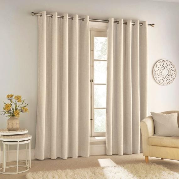 3 pcs Curtains( 2 Curtains 1.5 m each .1 Sheer-3 m .Height-2.5m )  This curtains are perfect for living room door or a background in a shop window.  Pure colour, soft and pleasant to touch,  giving yo