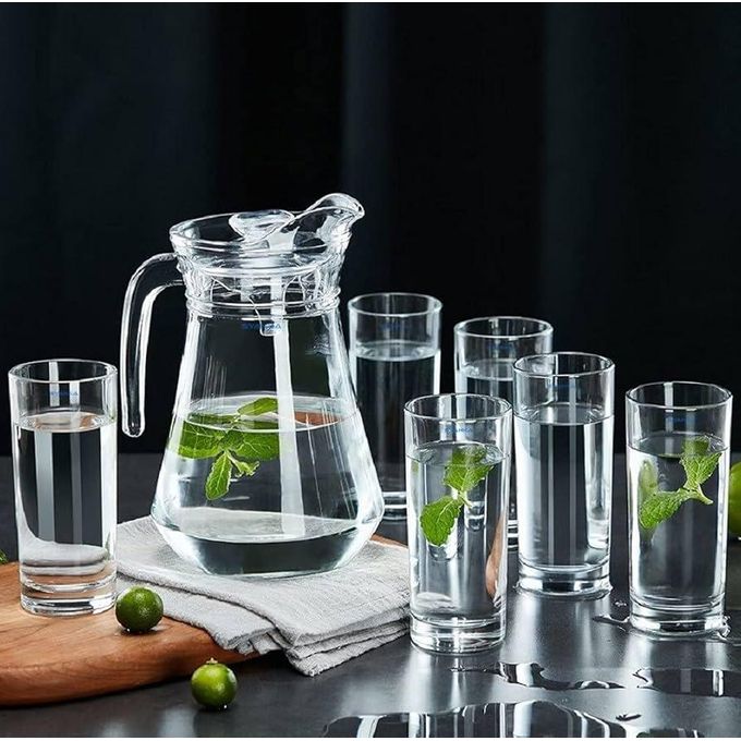 New Arrivals 7pcs Water Glassware  This Wine Glass set features the luxurious feeling that’s set to turn heads, add beauty to your bar/ kitchen top and make the perfect Christmas, Birthday, anniversar