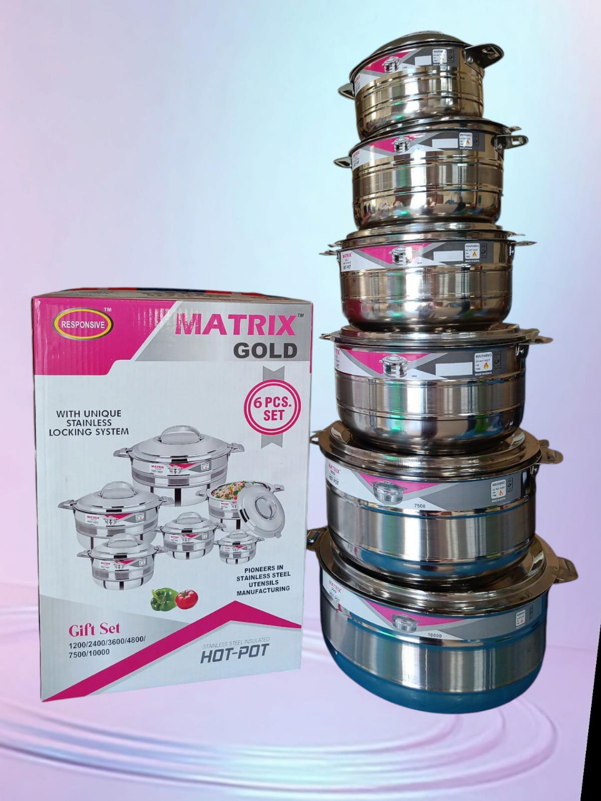 Matrix Gold 6Pcs With Unique Stainless Locking System Hotpot Kitchen Hot Pot Serving Dishes Stainless Steel Hotpots Serveware Set Keep Food  and virtually unbreakable plastic. It comes with a handle m