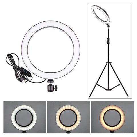 10 Inch Led Ring Light With 2.1m Tripod Stand and phone holder for live streaming, video making, make up application, TikTok, Facebook live, selfie etc