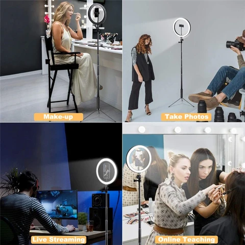 10 Inch Led Ring Light With 2.1m Tripod Stand and phone holder for live streaming, video making, make up application, TikTok, Facebook live, selfie etc