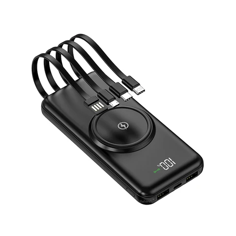 Wireless powerbank 30000mAh fast charging powerbank with own inbuilt charging cables,high quality & high capacity actual 30000mAh portable fast charging pocket size powerbank 22.5W powerful power bank