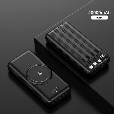 Wireless powerbank 30000mAh fast charging powerbank with own inbuilt charging cables,high quality & high capacity actual 30000mAh portable fast charging pocket size powerbank 22.5W powerful power bank
