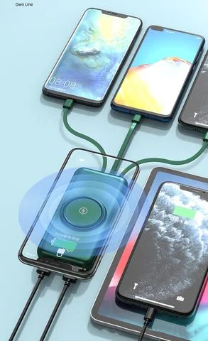 Wireless powerbank 30000mAh fast charging powerbank with own inbuilt charging cables,high quality & high capacity actual 30000mAh portable fast charging pocket size powerbank 22.5W powerful power bank