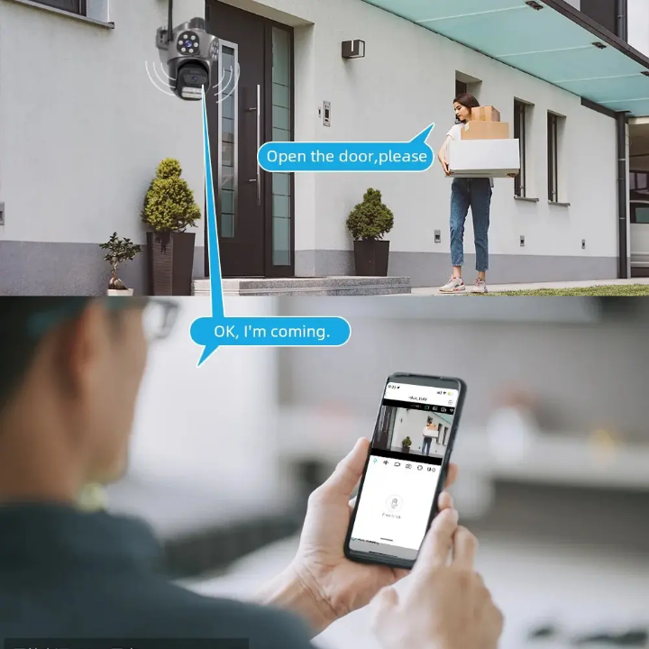 3 Lens CCTV camera ICSEE wifi CCTV camera with motion tracking, siren, two way communication, night vision,360° rotation,3in1 CCTV camera wireless surveillance camera 9MP CCTV WIFI CAMERA