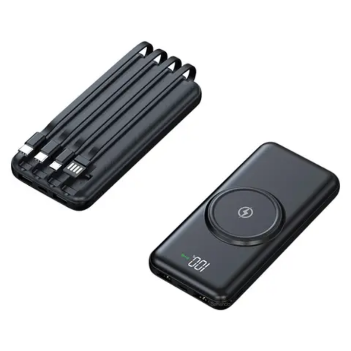 30000MAh Wireless powerbank with own inbuilt charging cables super fast charging portable power station powerbank 30000 mAh  USB Fast Charging wireless  30000mAh Power Bank