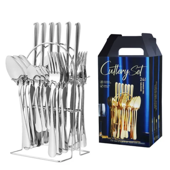 Spoon set 24pcs cutlery set high quality stainless steel stylish cutlery set kitchen utensils set