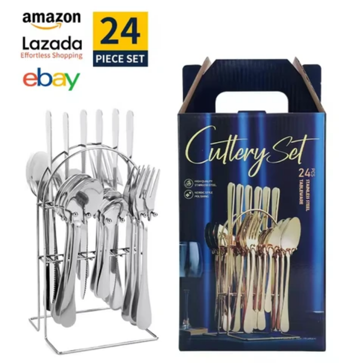 Spoon set 24pcs cutlery set high quality stainless steel stylish cutlery set kitchen utensils set