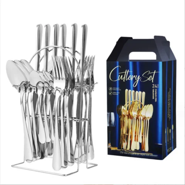 Spoon set 24pcs cutlery set high quality stainless steel stylish cutlery set kitchen utensils set