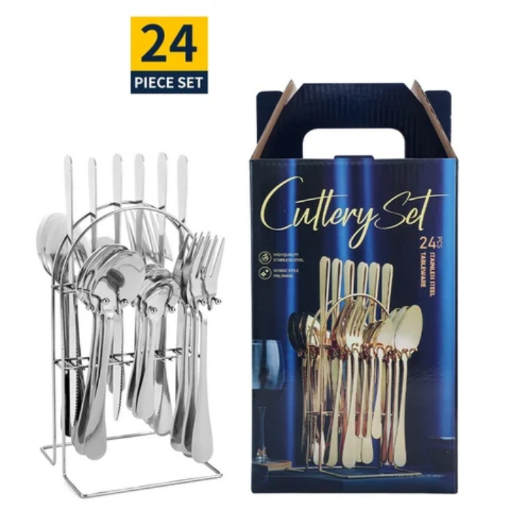 Spoon set 24pcs cutlery set high quality stainless steel stylish cutlery set kitchen utensils set