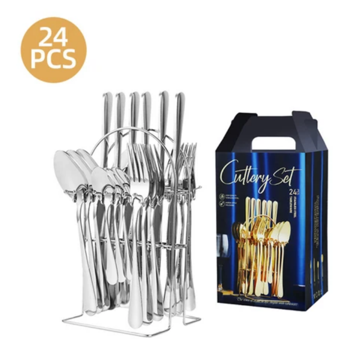 Spoon set 24pcs cutlery set high quality stainless steel stylish cutlery set kitchen utensils set