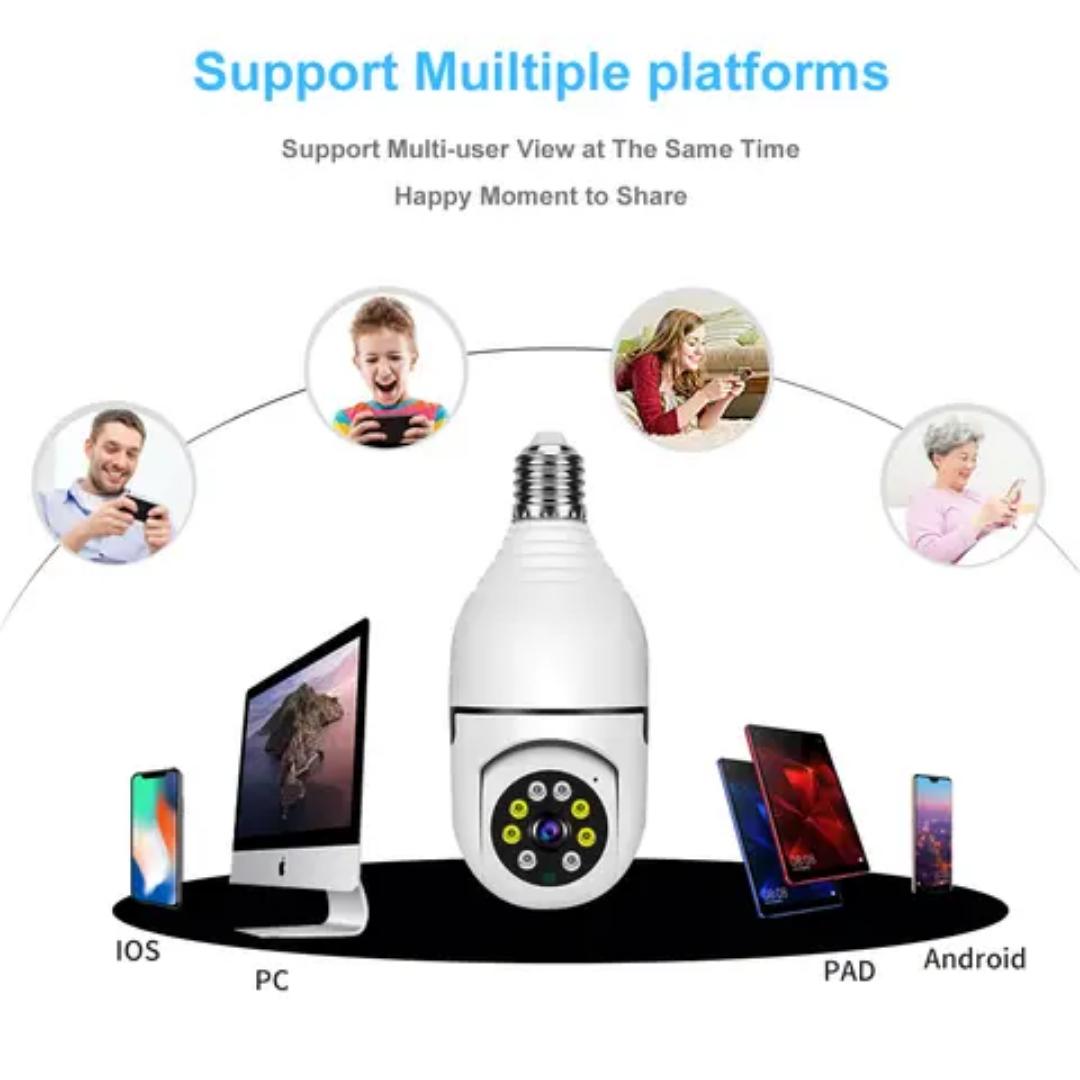 360° PANORAMIC BULB CCTV WiFi IP PTZ PAN & TILT ROTATING CAMERA FTY CAM PRO NANNY 360° PANORAMIC BULB CCTV WiFi AP HOTSPOT CAMERA WITH LED MOTION SENSOR LIGHTS. CCTV 360 SECURITY SURVEILLANCE PANORAMI