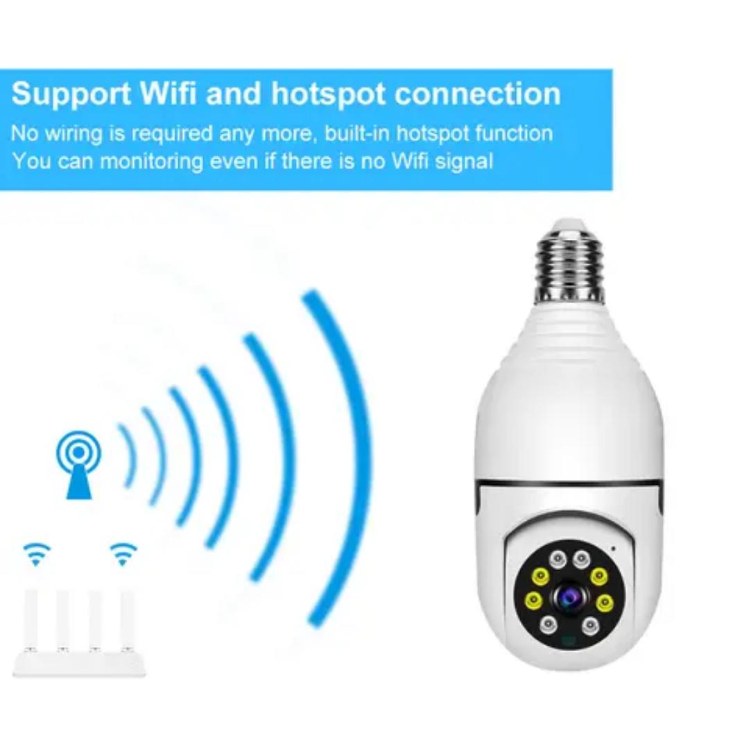 360° PANORAMIC BULB CCTV WiFi IP PTZ PAN & TILT ROTATING CAMERA FTY CAM PRO NANNY 360° PANORAMIC BULB CCTV WiFi AP HOTSPOT CAMERA WITH LED MOTION SENSOR LIGHTS. CCTV 360 SECURITY SURVEILLANCE PANORAMI